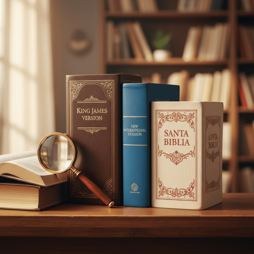 Multiple Bible versions displayed together for historical comparison