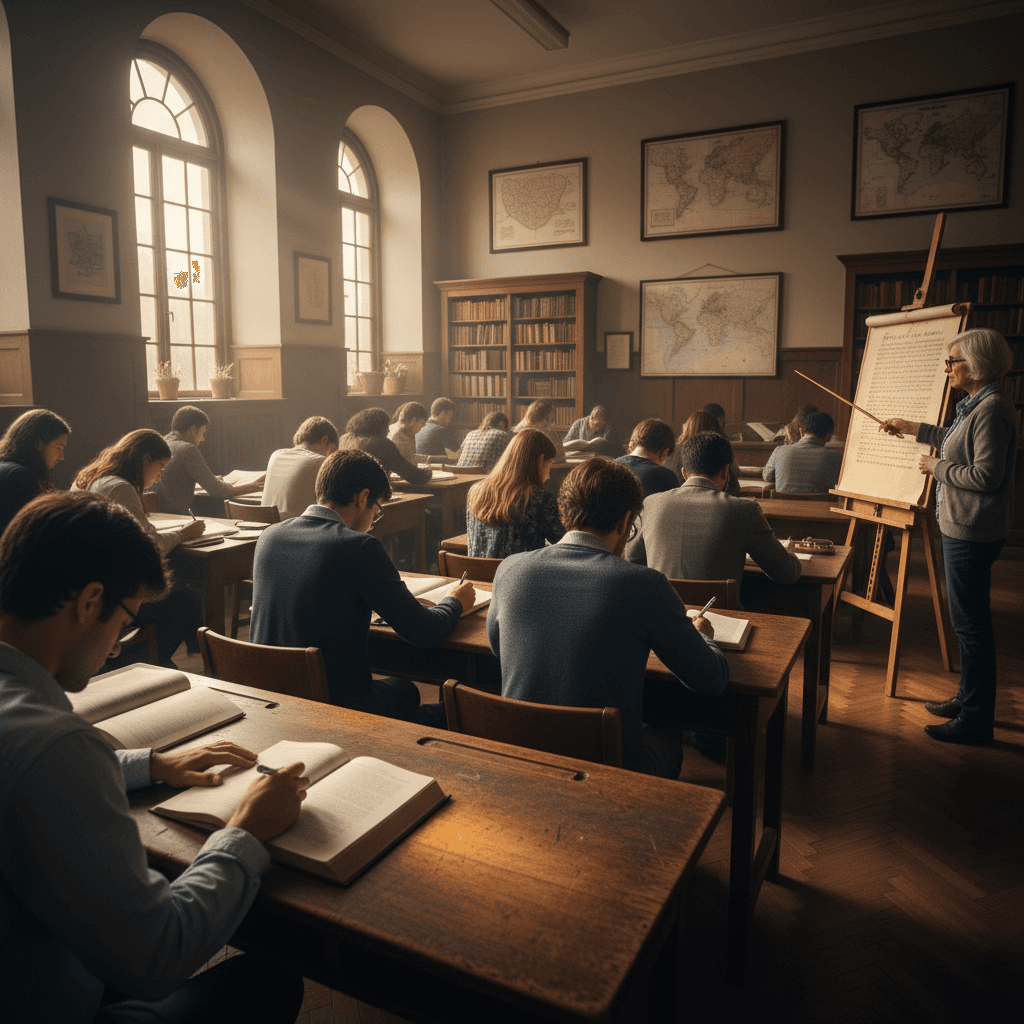 Students in academic discussion during biblical history course